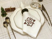 100% Linen Christmas Napkin With Custom Embroidery - Fredesigner