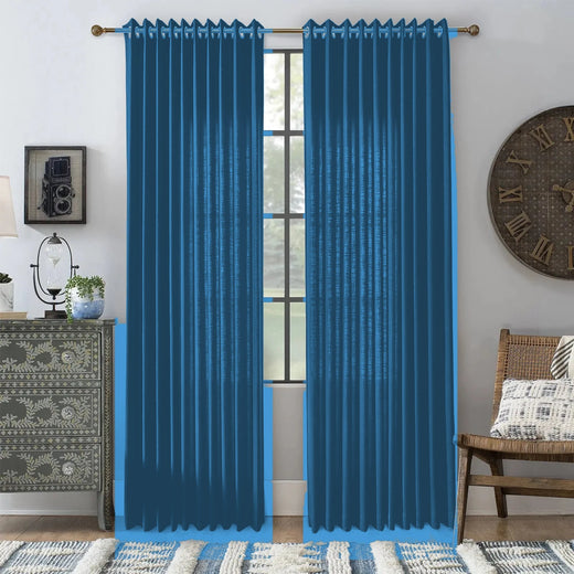 Linen Grommet Blackout Curtains Moab - #2029-14 Azure Blue browser generated product photo