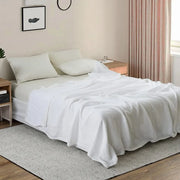 100% Linen White/Beige Solid Flat Sheet 3PCS Sets - Fredesigner