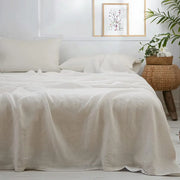 100% Linen White/Beige Solid Flat Sheet 3PCS Sets - Fredesigner