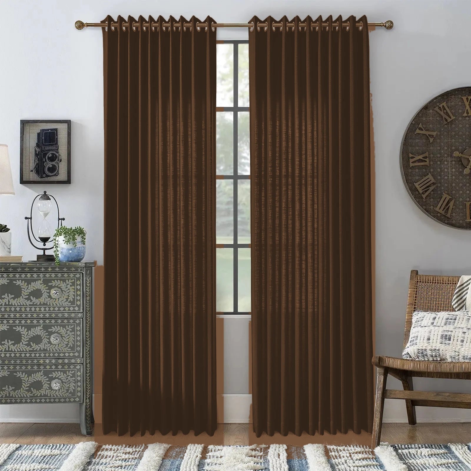Luxury Curtains for Living Room Moab - #2029-12 Brown browser generated product photo