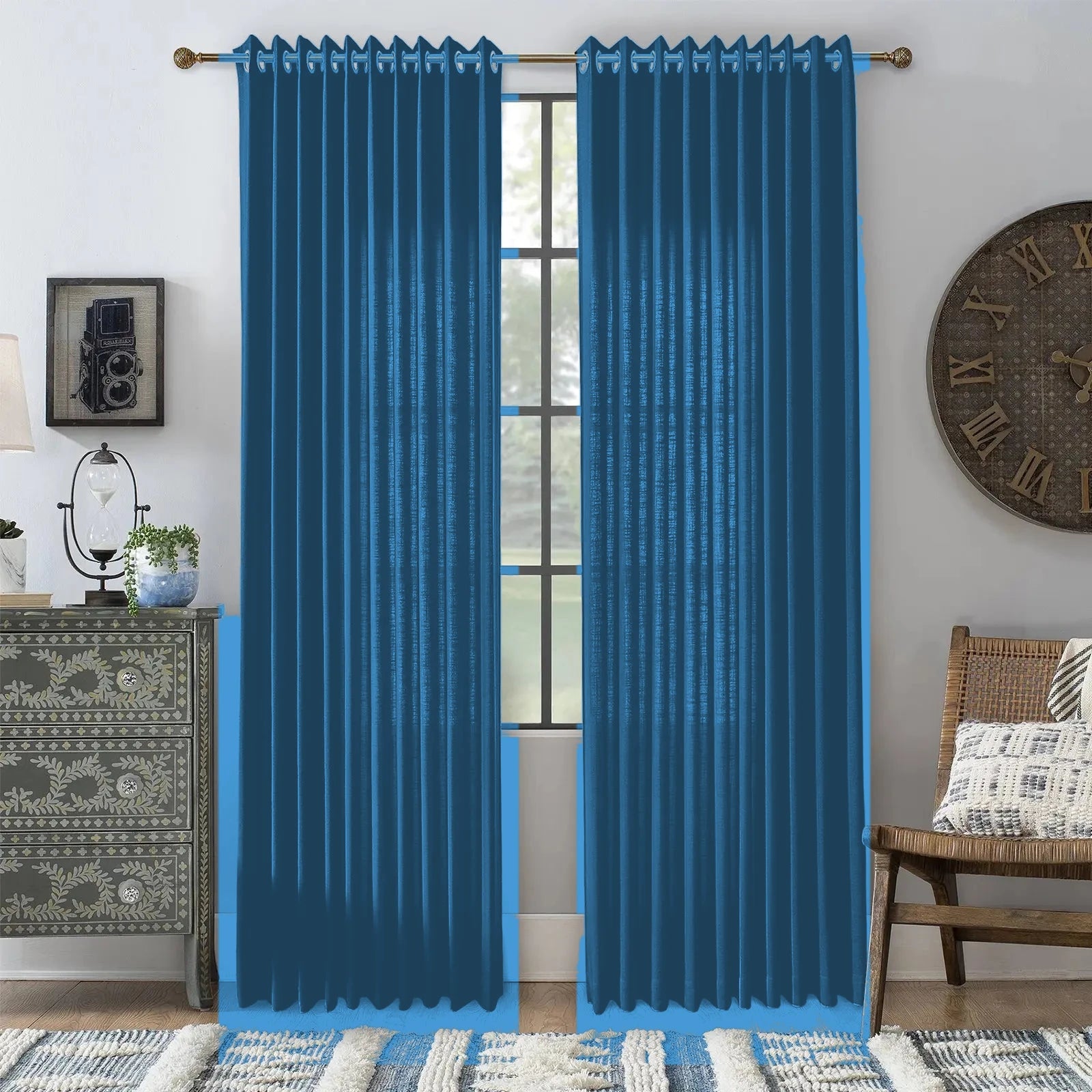Luxury Curtains for Living Room Moab - #2029-14 Azure Blue browser generated product photo