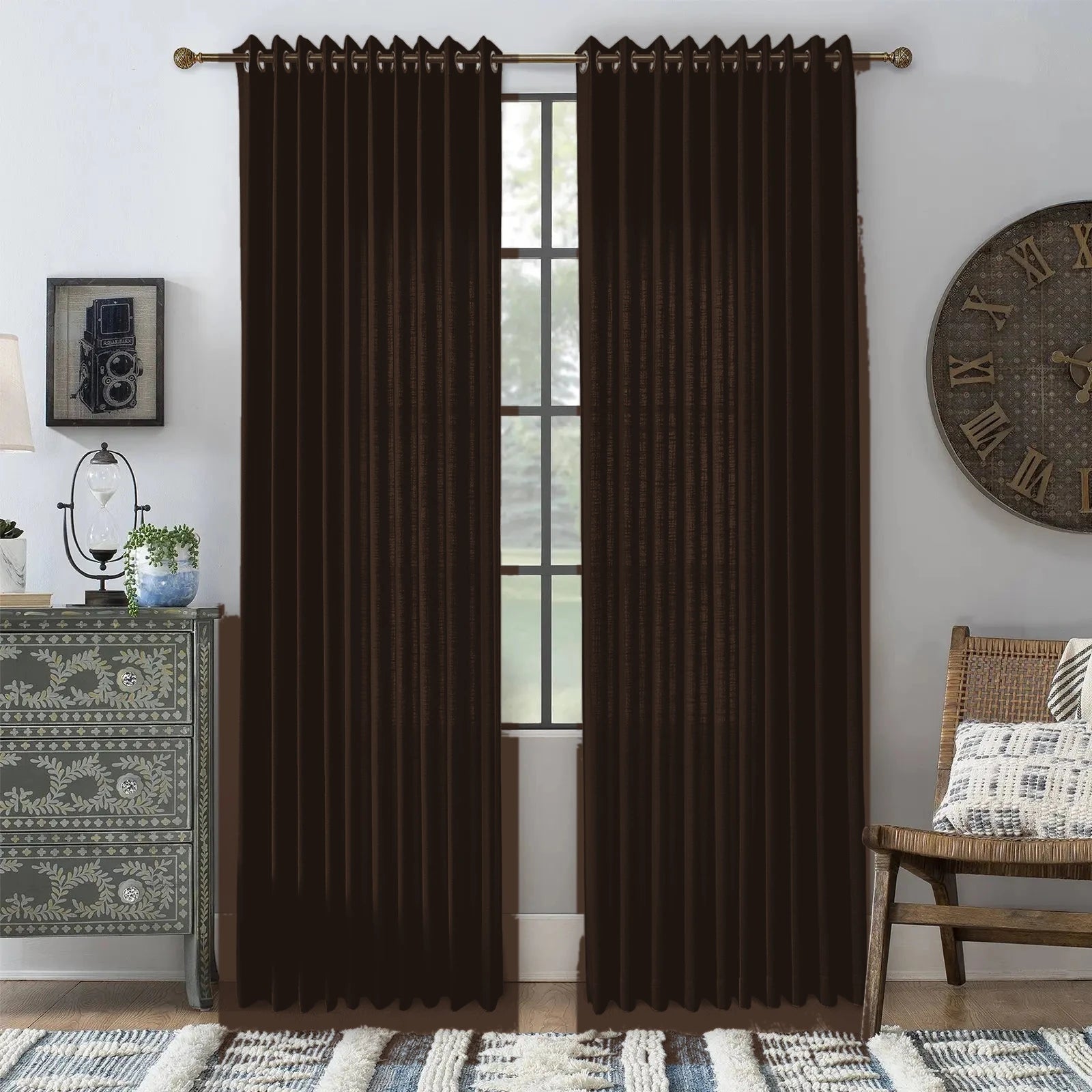 Luxury Curtains for Living Room Moab - #2029-3 Dark Coffee browser generated product photo