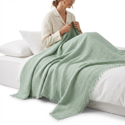 100% Cotton Breathable Muslin Throw for Bed - cotton home textile by Fredesigner
