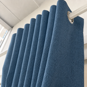 Natural Faux Linen 100% Blackout Grommet Curtains - Deep Teal Blue - view 3