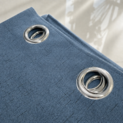 Natural Faux Linen 100% Blackout Grommet Curtains - Deep Teal Blue - view 4
