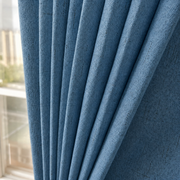 Natural Faux Linen 100% Blackout Grommet Curtains - Deep Teal Blue - view 5