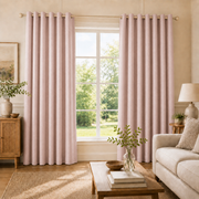 Natural Faux Linen 100% Blackout Grommet Curtains - Dusty Blush - view 2