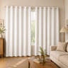 Natural Faux Linen 100% Blackout Grommet Curtains - Ivory White - view 1 #ivory-white