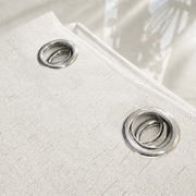Natural Faux Linen 100% Blackout Grommet Curtains - Ivory White - view 4
