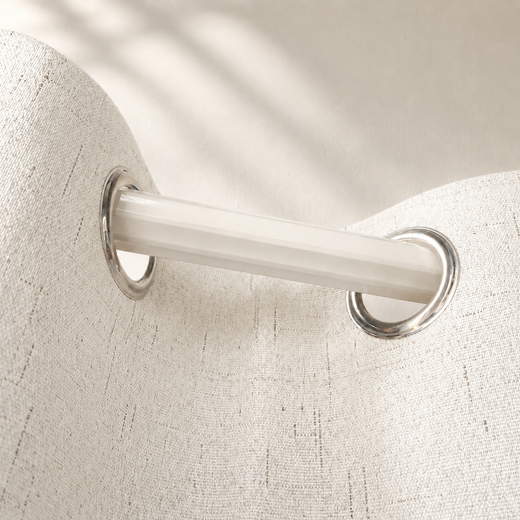 Natural Faux Linen 100% Blackout Grommet Curtains - Ivory White - view 5