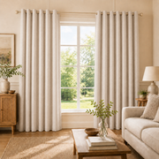 Natural Faux Linen 100% Blackout Grommet Curtains - Natural Flax - view 2