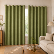 Natural Faux Linen 100% Blackout Grommet Curtains - Olive Green - view 1 