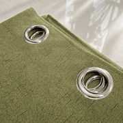 Natural Faux Linen 100% Blackout Grommet Curtains - Olive Green - view 4