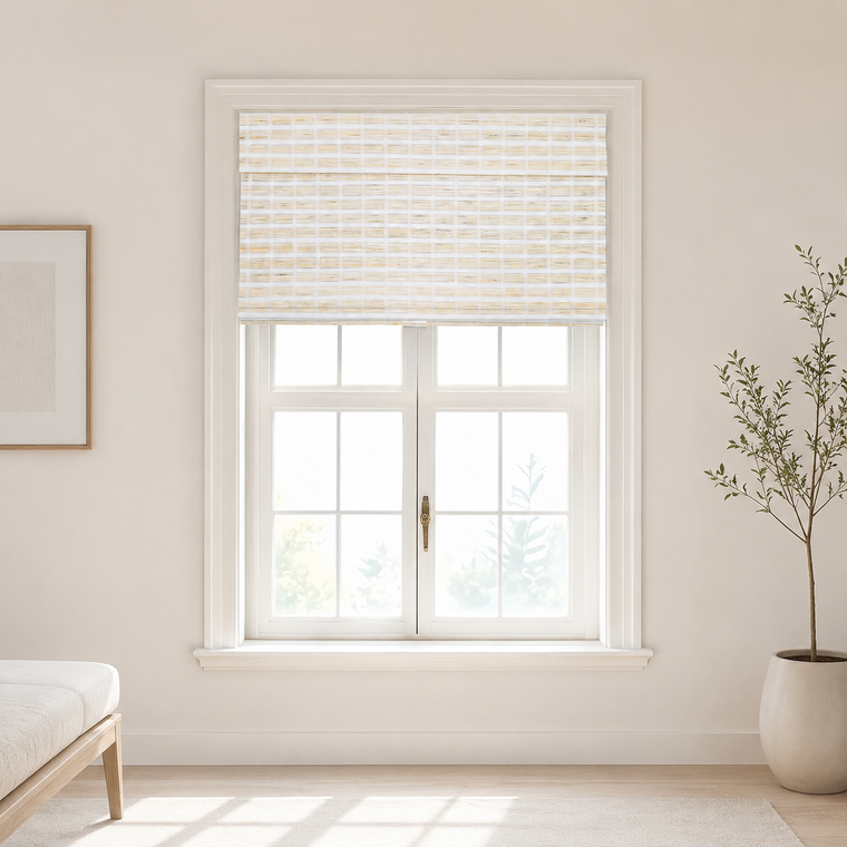 Custom Hazel Buttercream Woven Bamboo Shades - Buttercream H11-6