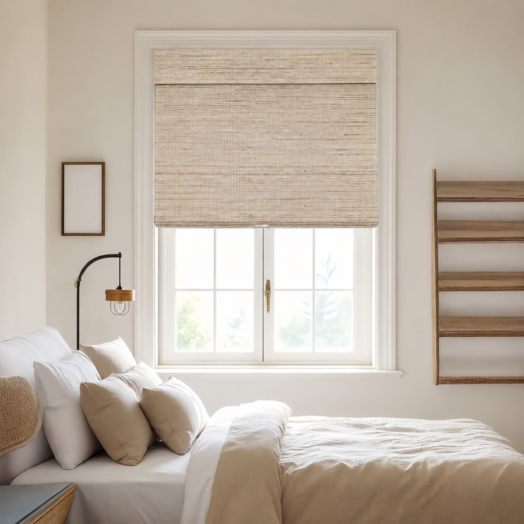 Custom Hazel Pale Wheat Woven Bamboo Shades - Pale Wheat H11-5