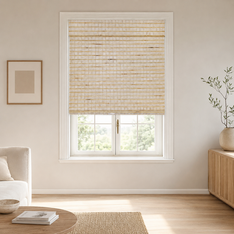 Custom Hazel Warm Beige Woven Bamboo Shades - Warm Beige H11-3