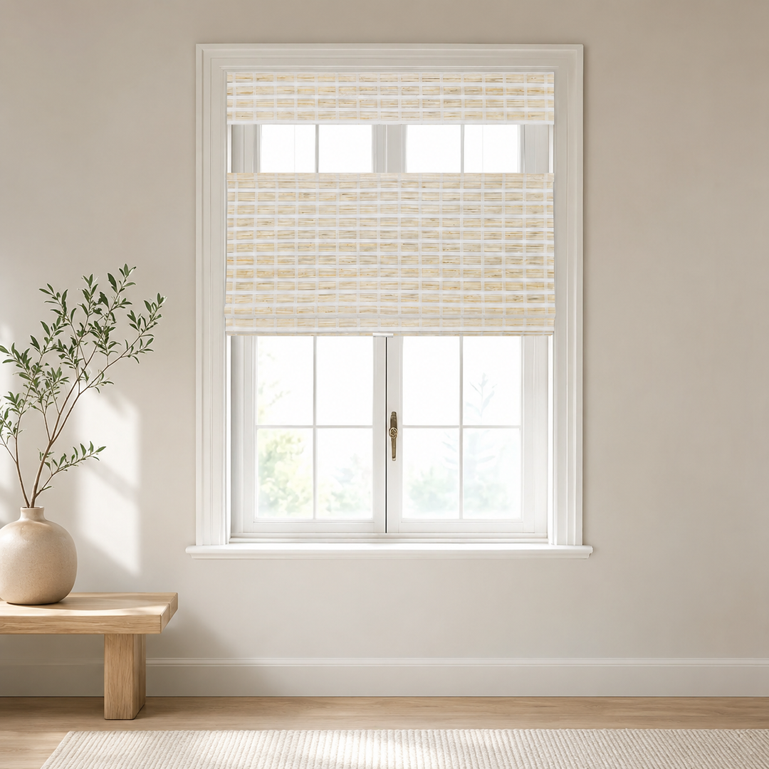 Custom Hazel Buttercream Top Down Bottom Up Bamboo Shades - Buttercream H11-6