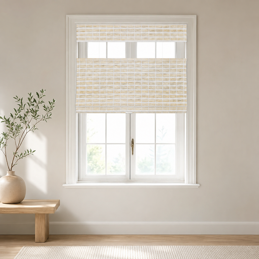 Custom Hazel Buttercream Top Down Bottom Up Bamboo Shades - Buttercream H11-6