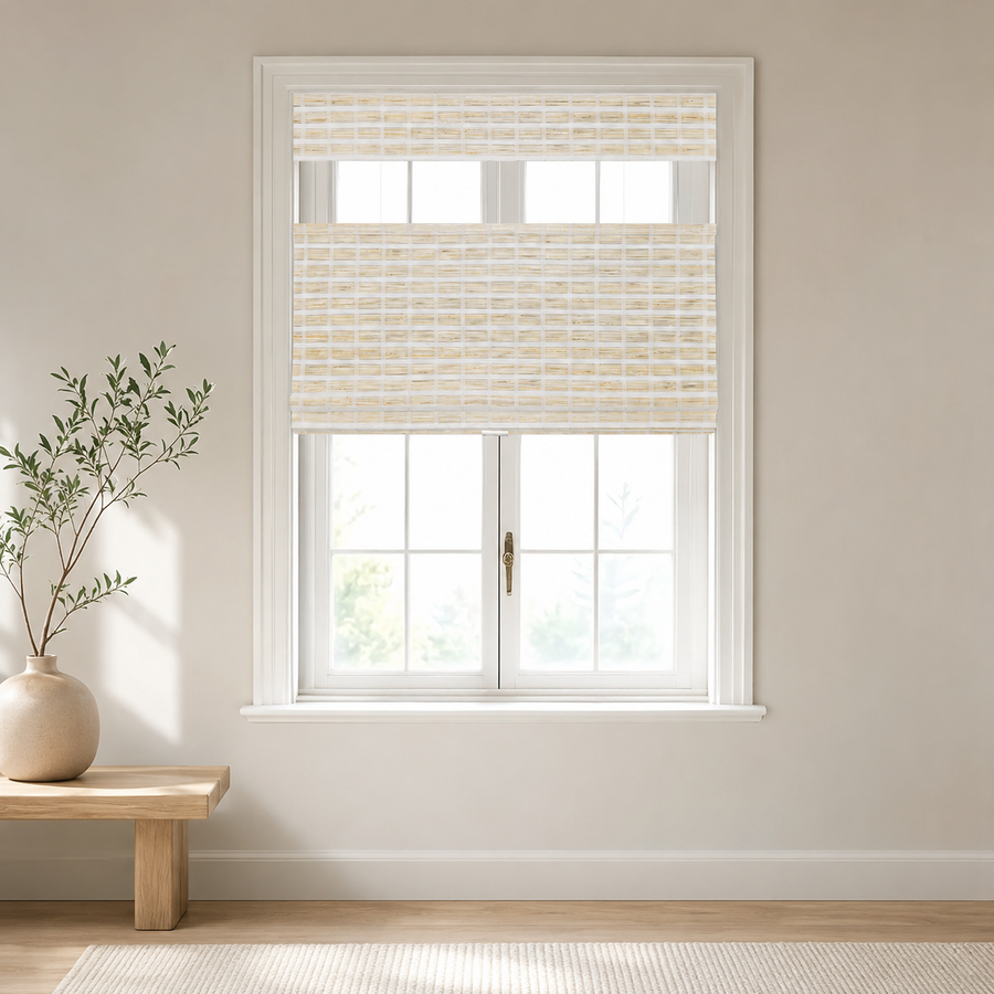 Custom Hazel Buttercream Top Down Bottom Up Bamboo Shades - Buttercream H11-6