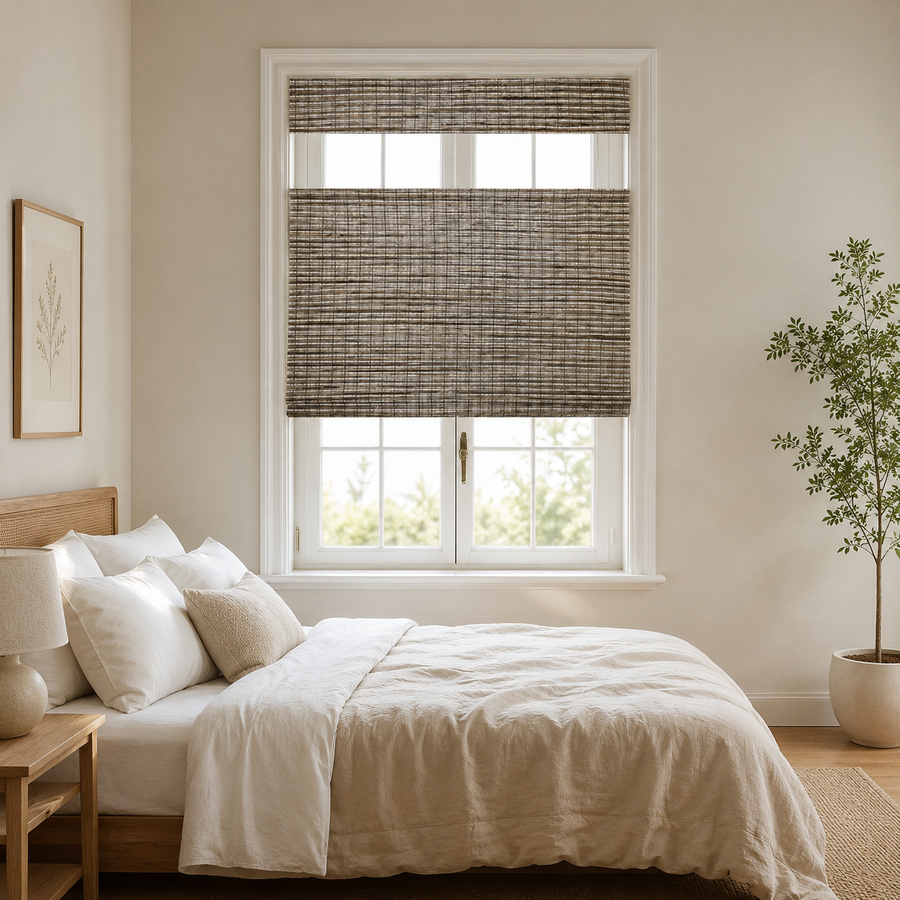 Custom Hazel Misty Sage Top Down Bottom Up Bamboo Shades - Misty Sage H11-7