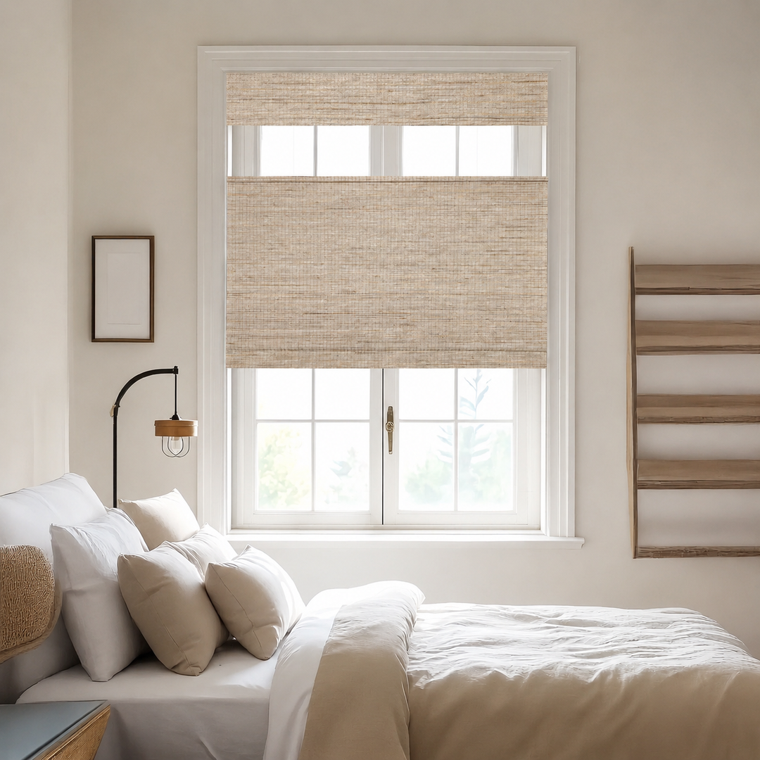 Custom Hazel Pale Wheat Top Down Bottom Up Bamboo Shades - Pale Wheat H11-5