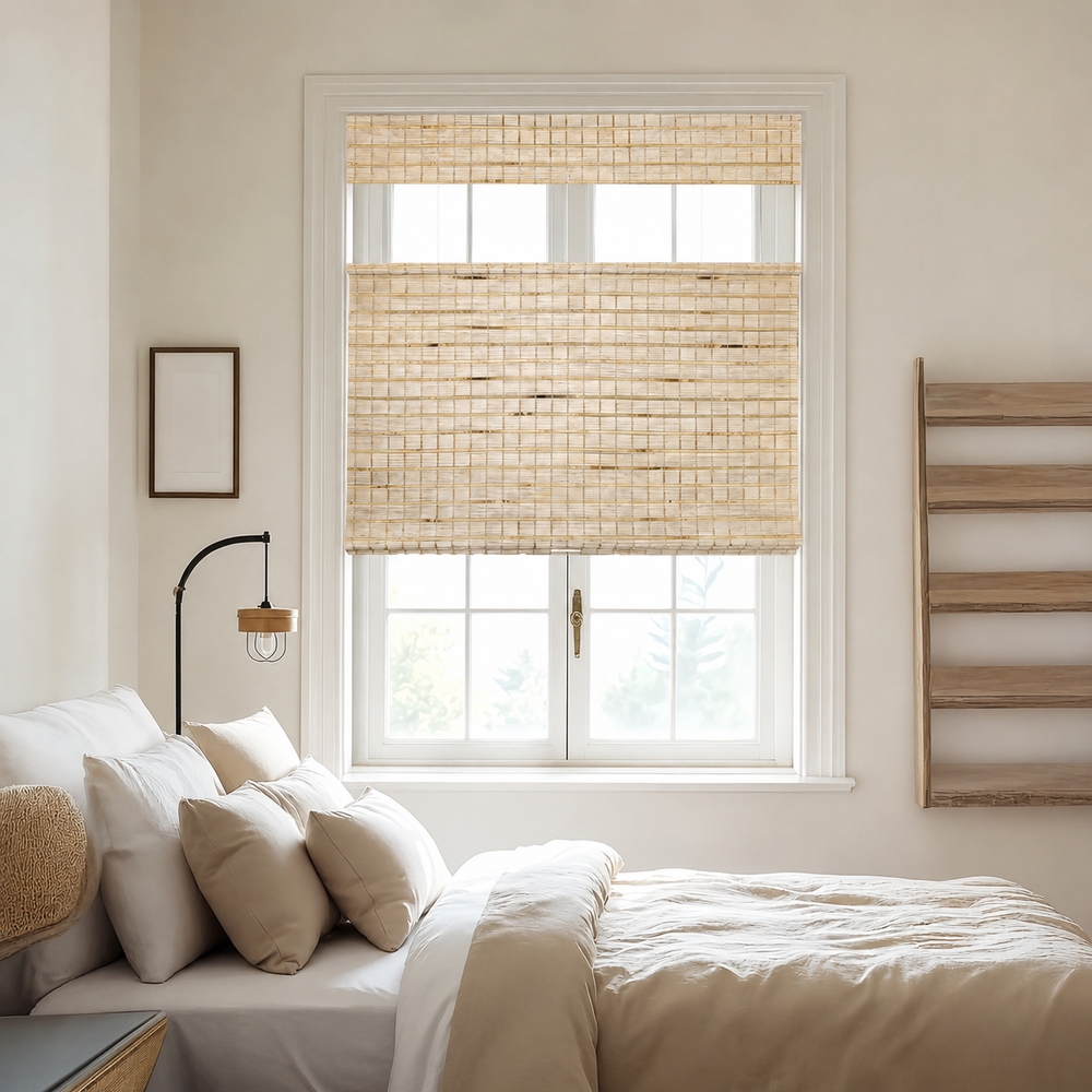 Custom Hazel Warm Beige Top Down Bottom Up Bamboo Shades - Warm Beige H11-3