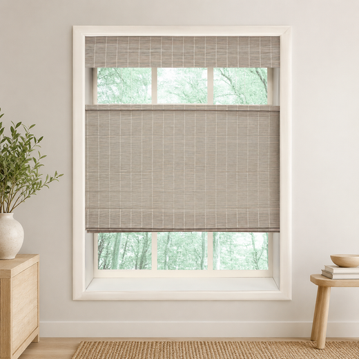 Custom Ivy Mist Gray Top Down Bottom Up Bamboo Shades - Mist Gray 103-22