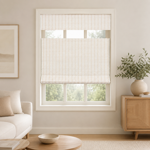 Custom Ivy Snow Top Down Bottom Up Bamboo Shades - Snow DC01-01