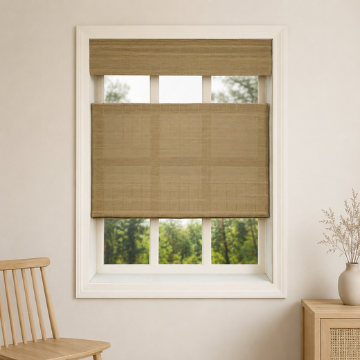 Custom Ivy Tawny Top Down Bottom Up Bamboo Shades - Tawny 103-21