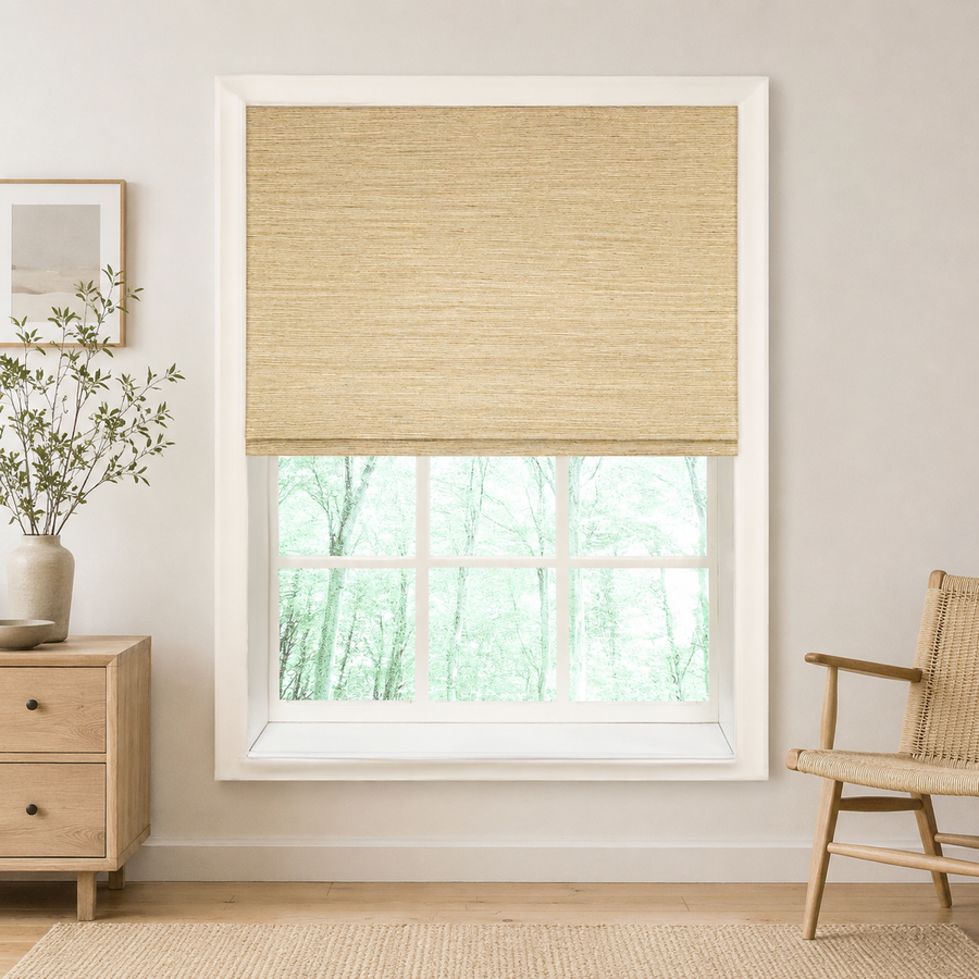 Custom Natural Ginkgo Woven Bamboo Shades - Ginkgo NU-08