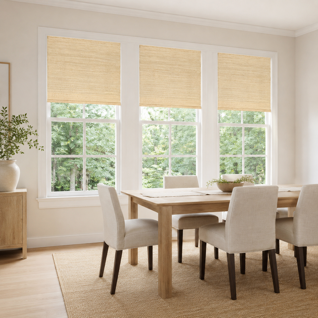 Custom Natural Oatmeal Yellow Woven Bamboo Shades - Oatmeal Yellow NU-01