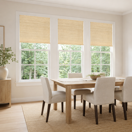 Custom Natural Oatmeal Yellow Woven Bamboo Shades - Oatmeal Yellow NU-01