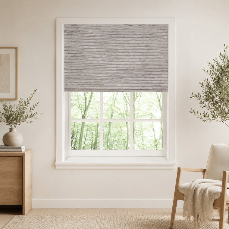 Custom Natural Sesame Gray Woven Bamboo Shades - Sesame Gray NU-10