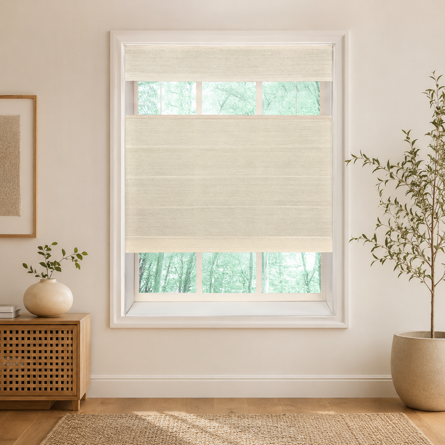 Custom Natural Coconut White Top Down Bottom Up Bamboo Shades - Coconut White NU-02