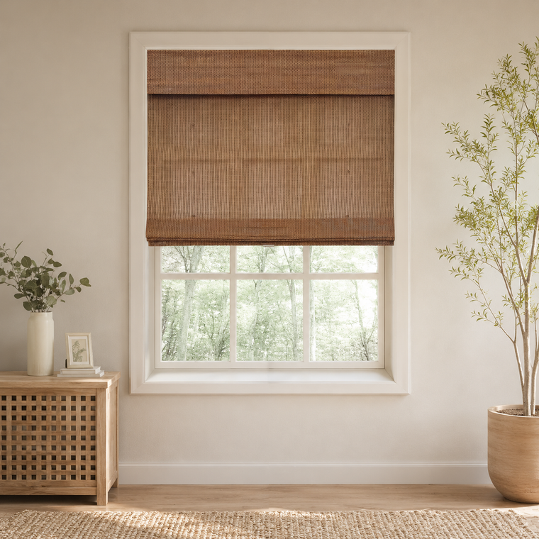 Custom Nomi Brown Woven Bamboo Shades - Brown NA2003