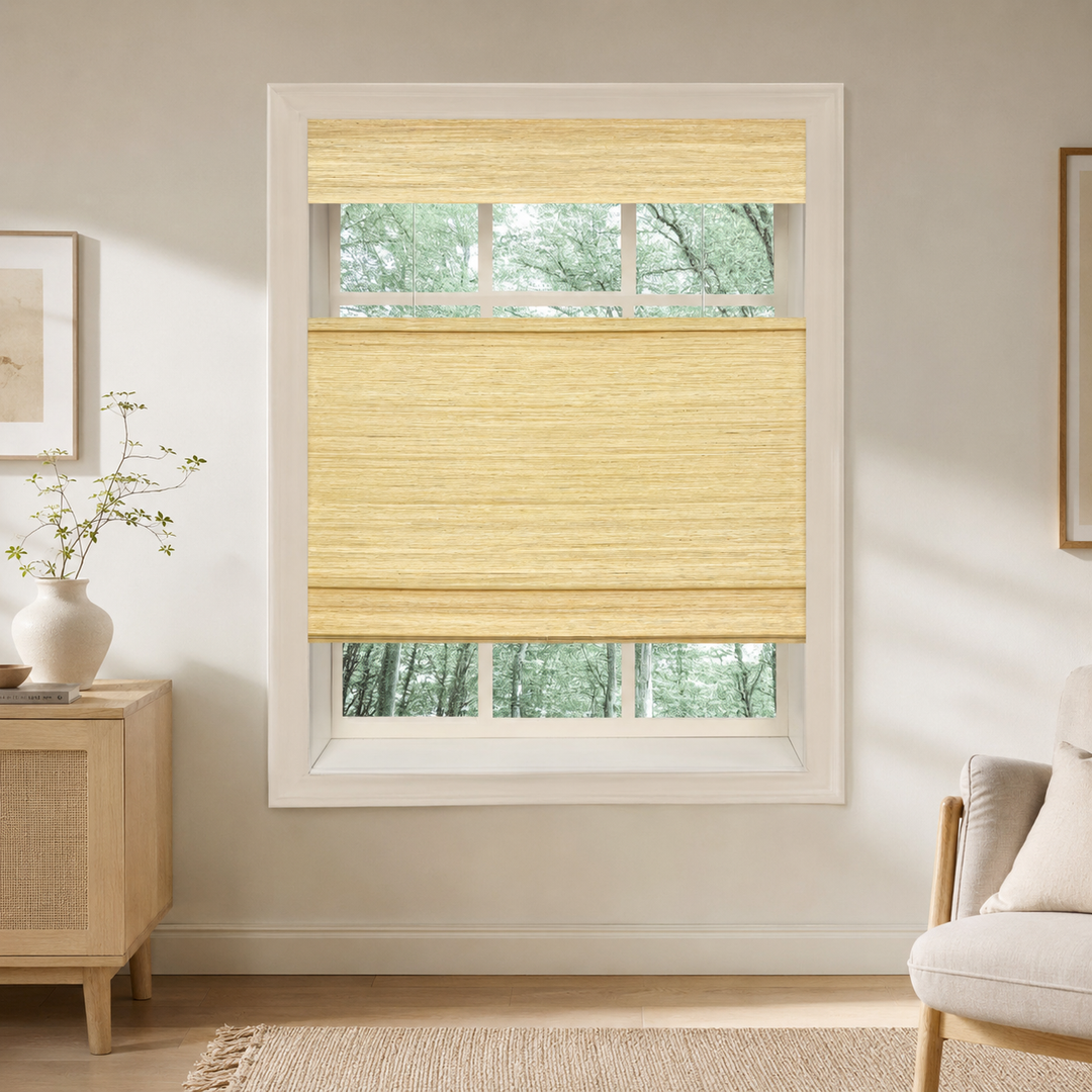 Custom Nomi Cheese Top Down Bottom Up Bamboo Shades - Cheese NA0201