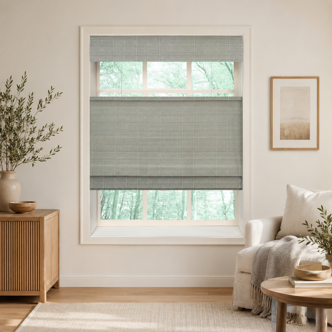 Custom Nomi Grayish Blue Top Down Bottom Up Bamboo Shades - Grayish Blue NA0822