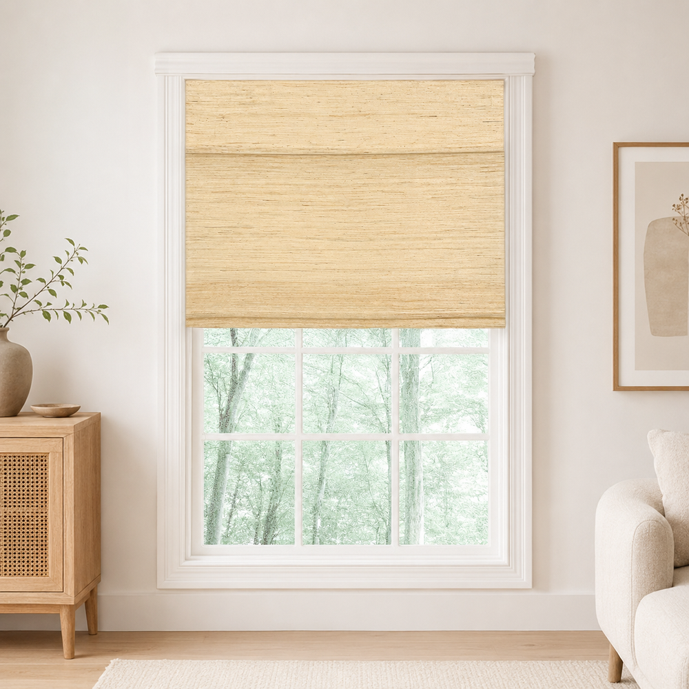 Custom Ramie Cashew Woven Bamboo Shades - Cashew D11-01