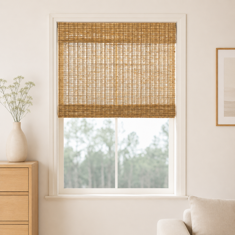 Custom Ramie Cinnamon Woven Bamboo Shades - Cinnamon 0833N