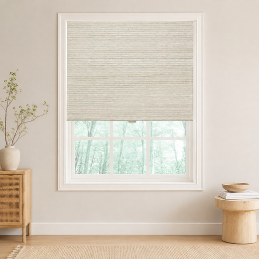 Custom Ramie Marble White Woven Bamboo Shades - Marble White DMC02-01