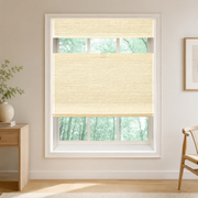 Custom Ramie Cream Top Down Bottom Up Bamboo Shades - Cream D13-02