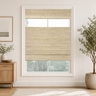 Custom Ramie Ivory Top Down Bottom Up Bamboo Shades - Ivory JU-01