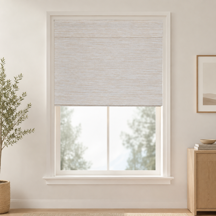 Custom Willow Marble White Woven Bamboo Shades - Marble White W07-9