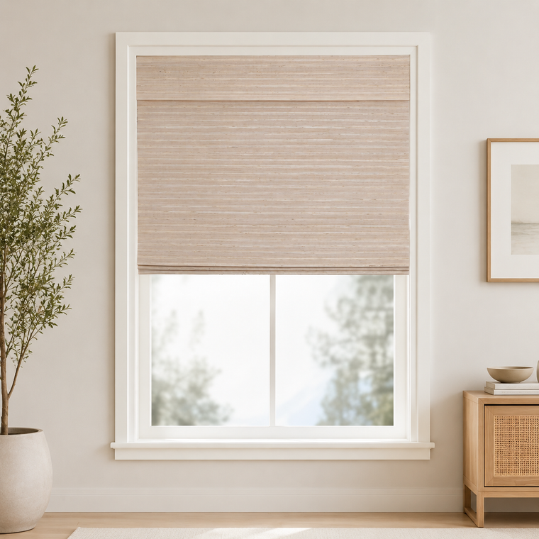 Custom Willow Oat Woven Bamboo Shades - Oat W07-8