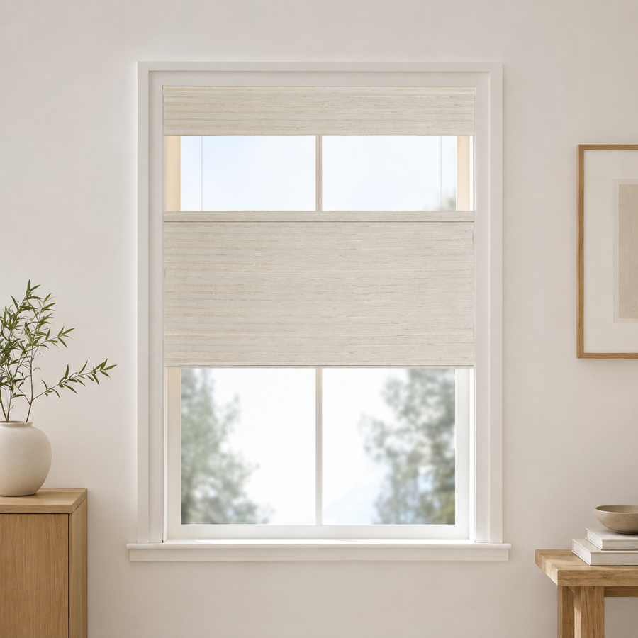Custom Willow Cream Top Down Bottom Up Bamboo Shades - Cream W07-7