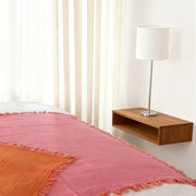 Two-Tone Gauze Blanket with Fringed Edges - Fredesigner
