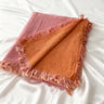 Two-Tone Gauze Blanket with Fringed Edges - Fredesigner