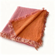 Two-Tone Gauze Blanket with Fringed Edges - Fredesigner