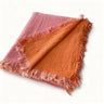 Two-Tone Gauze Blanket with Fringed Edges - Fredesigner